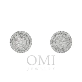 10K GOLD ROUND DIAMOND CLUSTER CIRCLE SHAPE EARRINGS 0.96 CTW