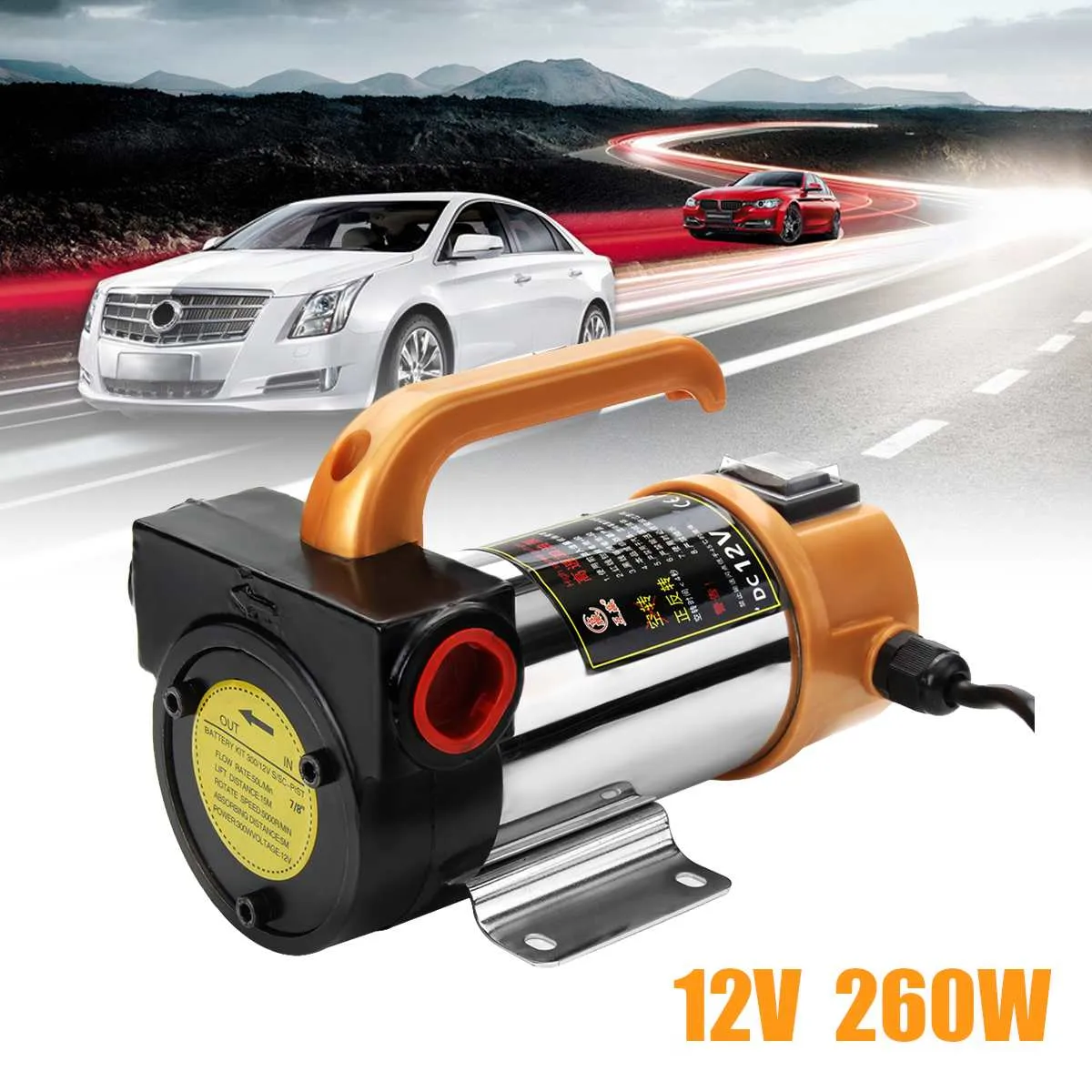 12V 260W Car Engine Portable for Diesel Fuel Oil Transfer Pump Self Priming Oil Pump 50L/Min