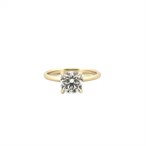 14K Gold 1.50 Carat Round Cut Lab Grown Diamond Solitaire Engagement Ring with Under Halo