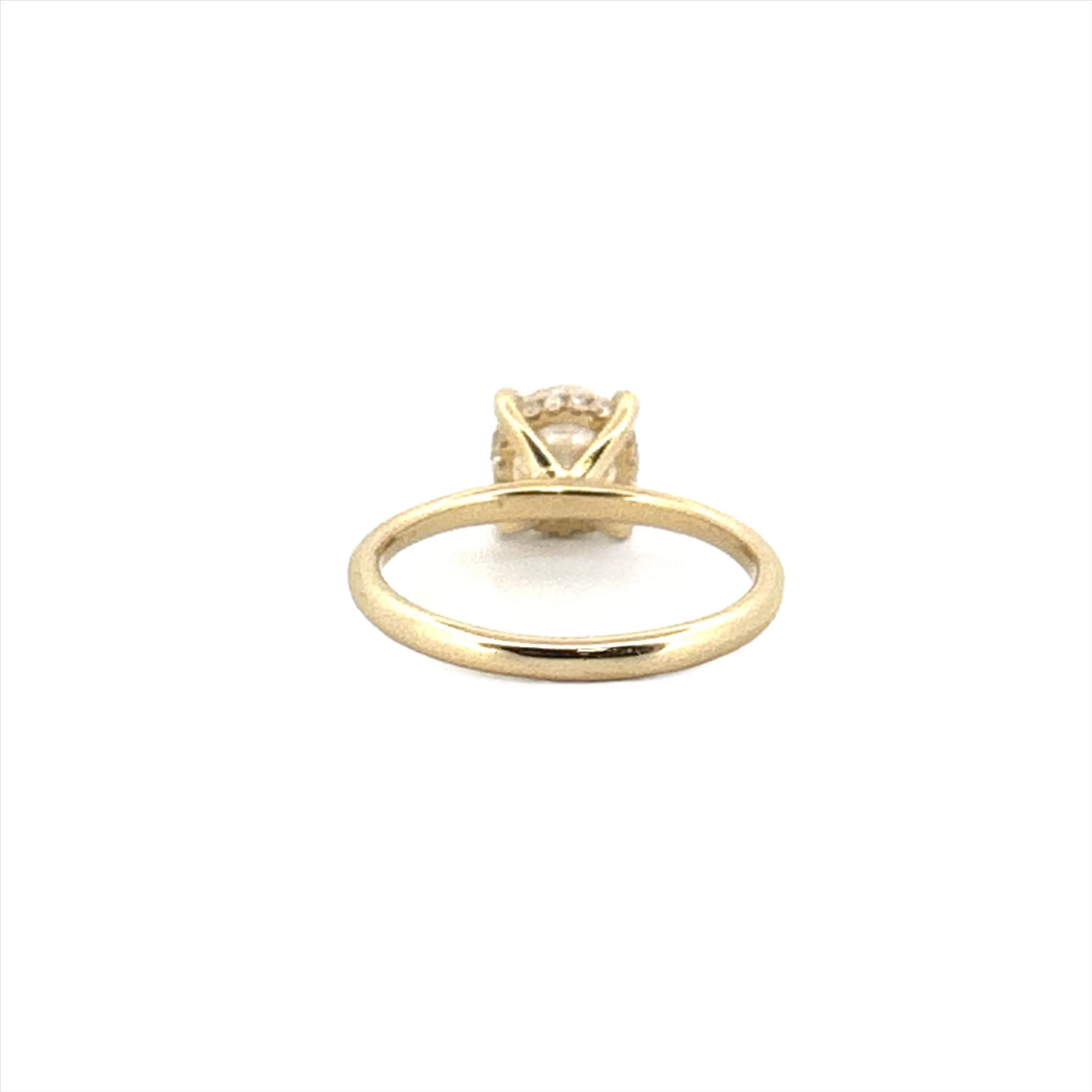 14K Gold 1.50 Carat Round Cut Lab Grown Diamond Solitaire Engagement Ring with Under Halo