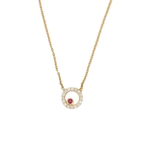 14K Gold Ruby Diamond Necklace