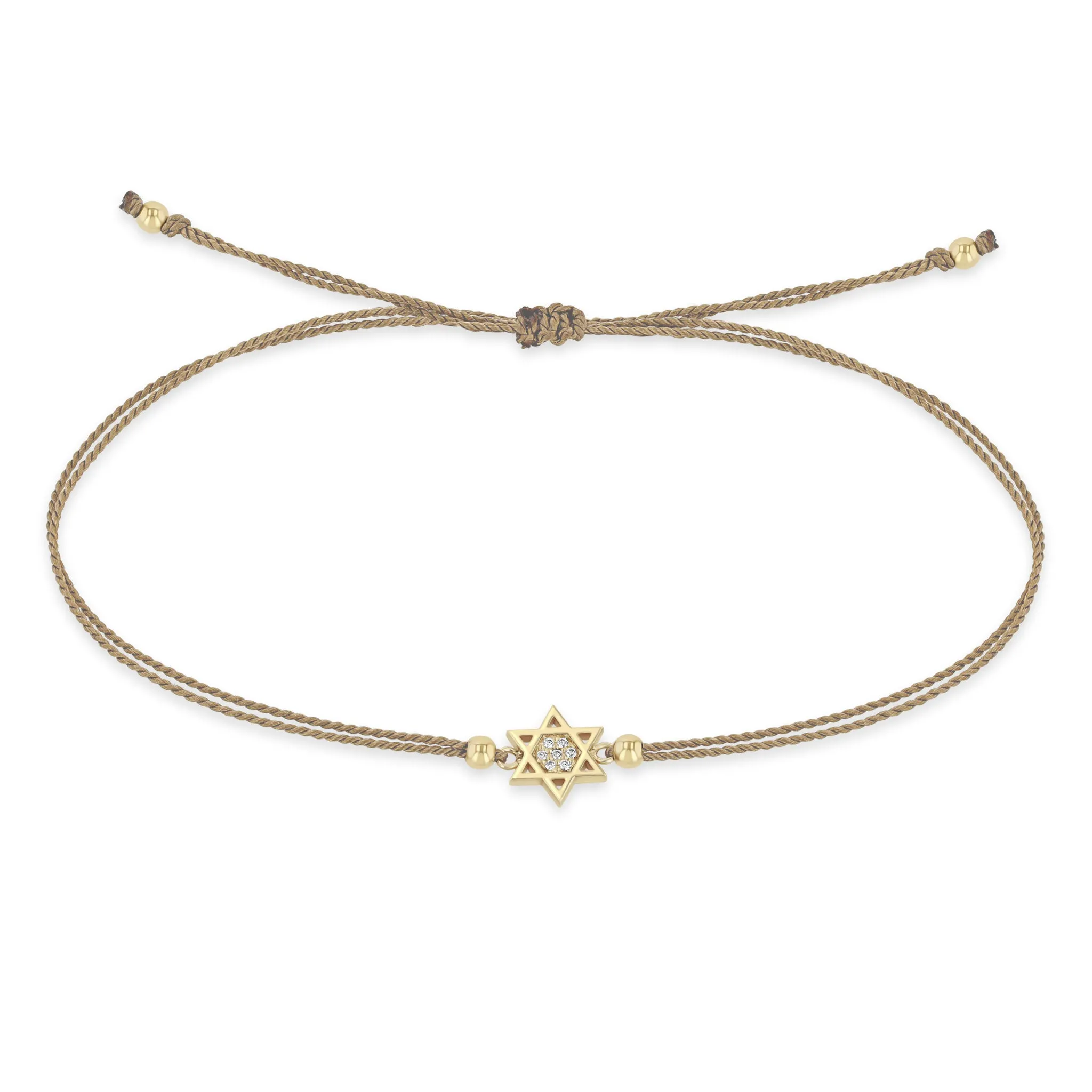 14k Midi Bitty Pavé Diamond Star of David Cord Bracelet