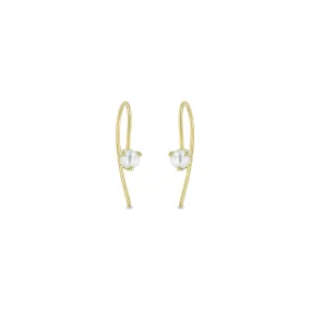 14k Prong Pearl Short Wire Threader Earrings