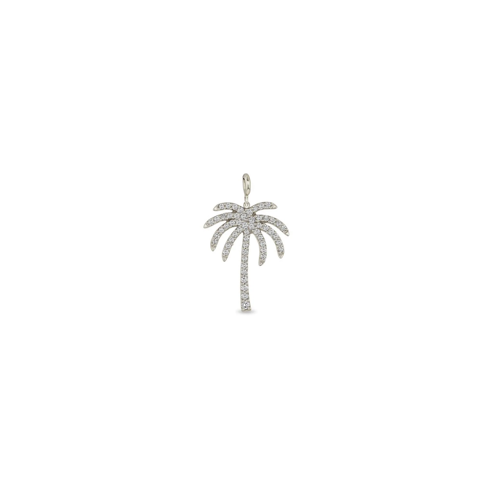 14k Single Pavé Diamond Palm Tree Charm Pendant