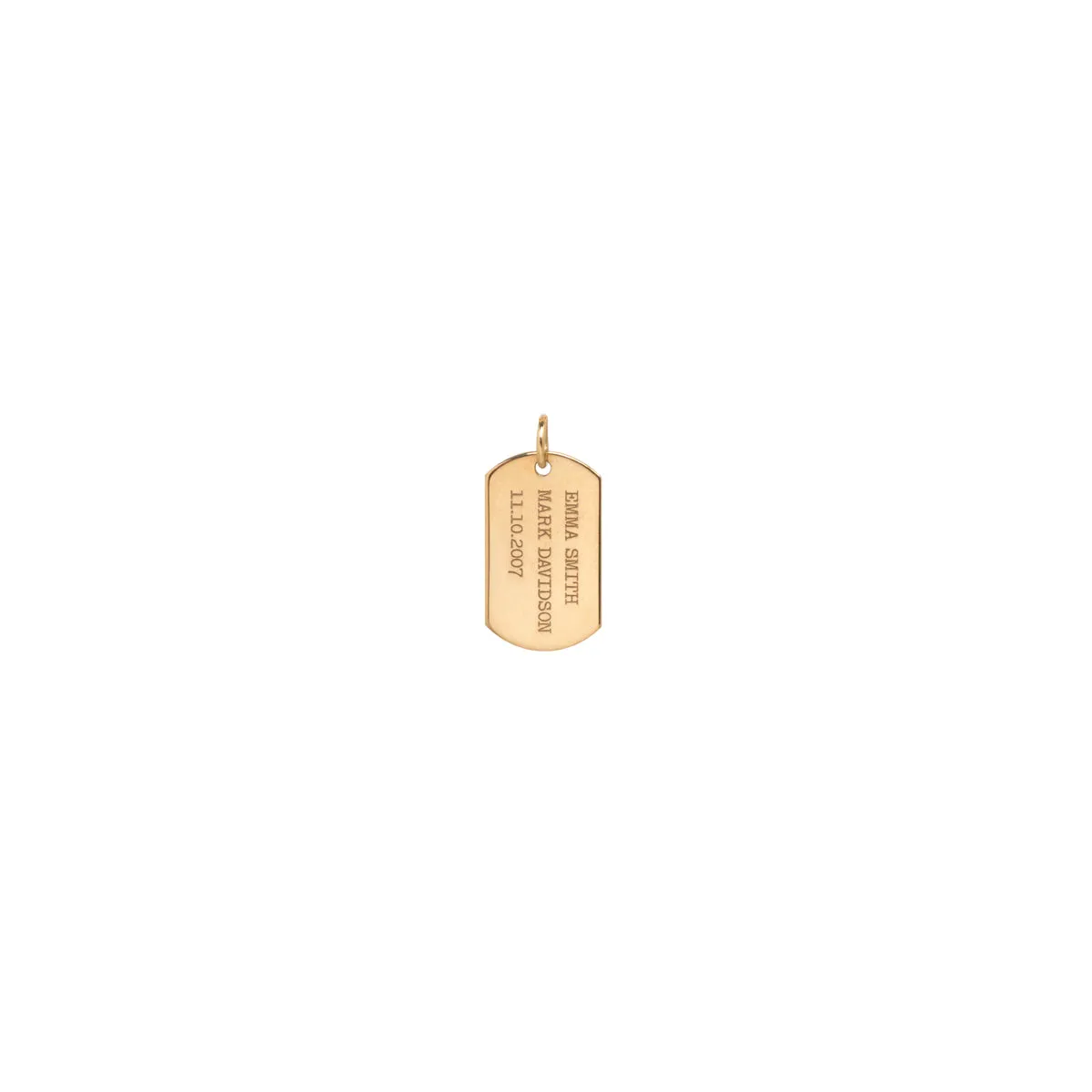 14k Single Vertical Text Small Dog Tag Charm