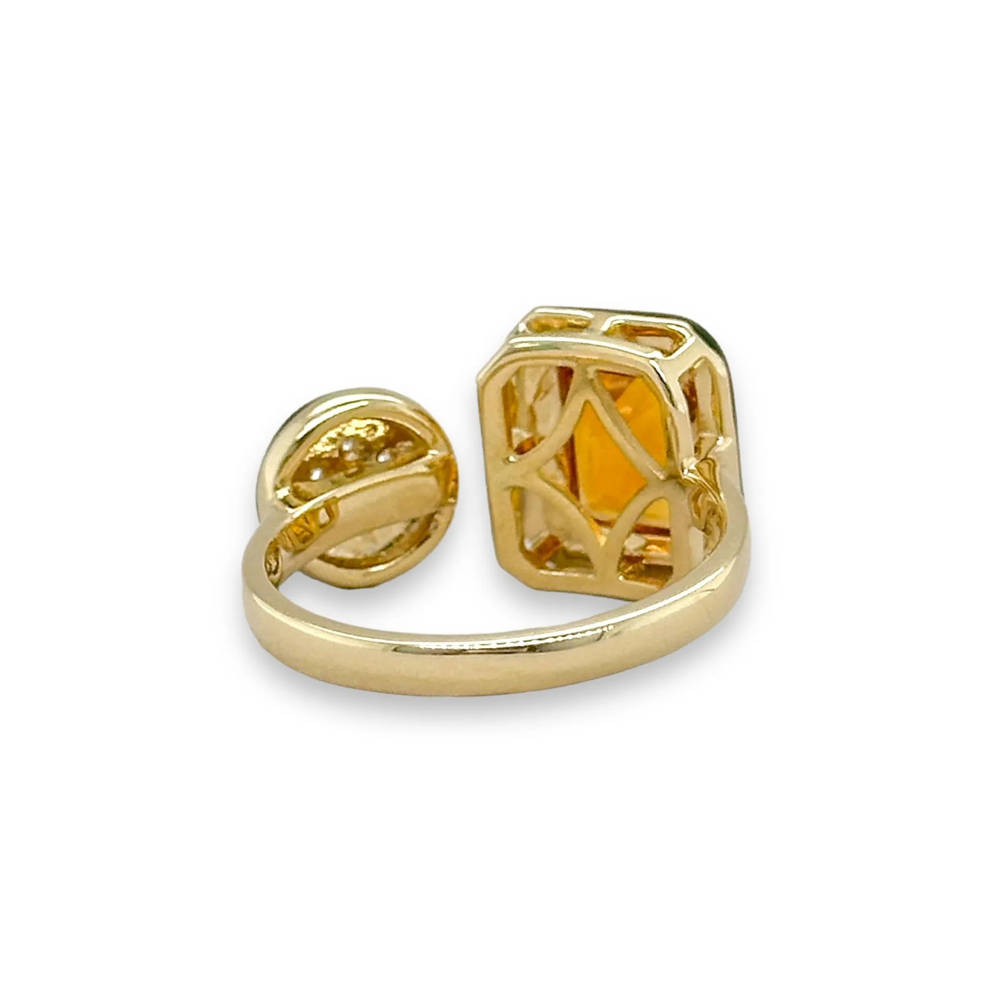 14K Y Gold 0.10ctw Diamond and 1.53ct Citrine Ring