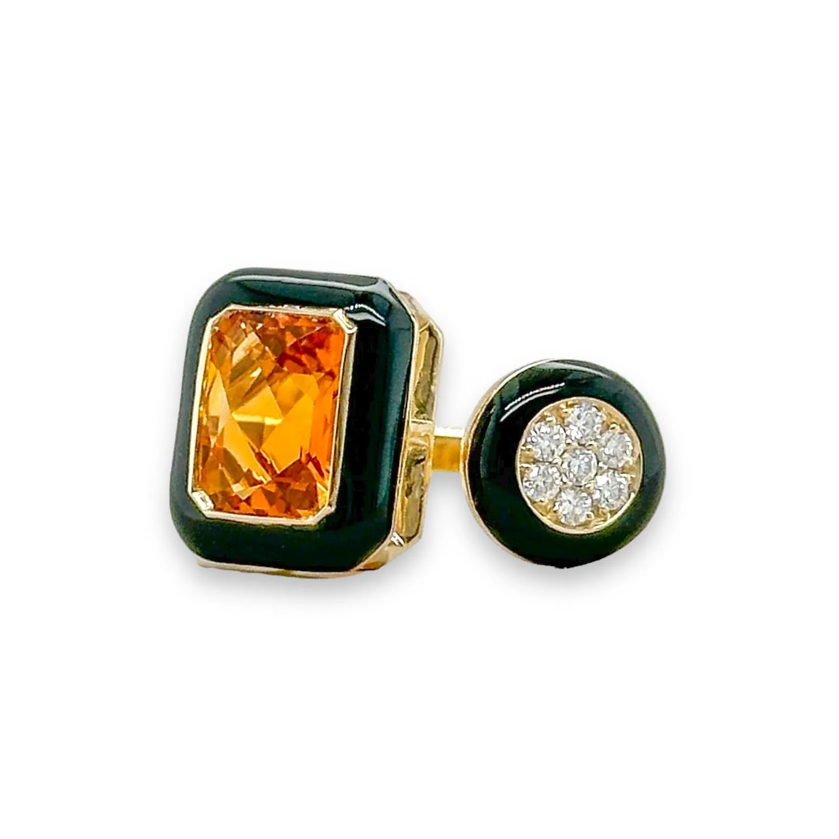 14K Y Gold 0.10ctw Diamond and 1.53ct Citrine Ring