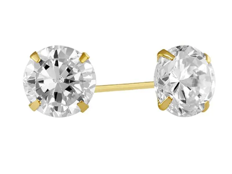 14k Yellow Gold CZ Screw back Earrings