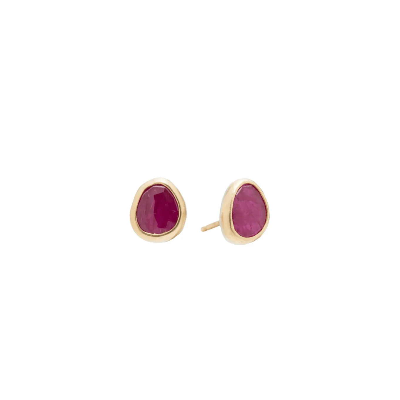 18K Smooth Freeform Studs in Ruby