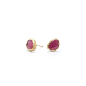 18K Smooth Freeform Studs in Ruby