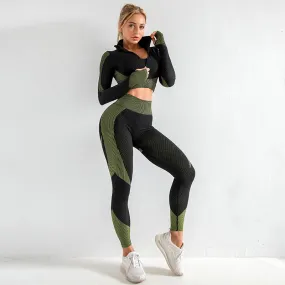 3 Piece Seamless Zipper Yoga Pant Sets