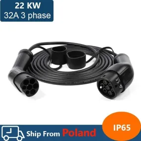 32A three phase 22kw ev cable type 2 to type 2 EV charger cable for electric vehicle iec 62196 32a evse kit