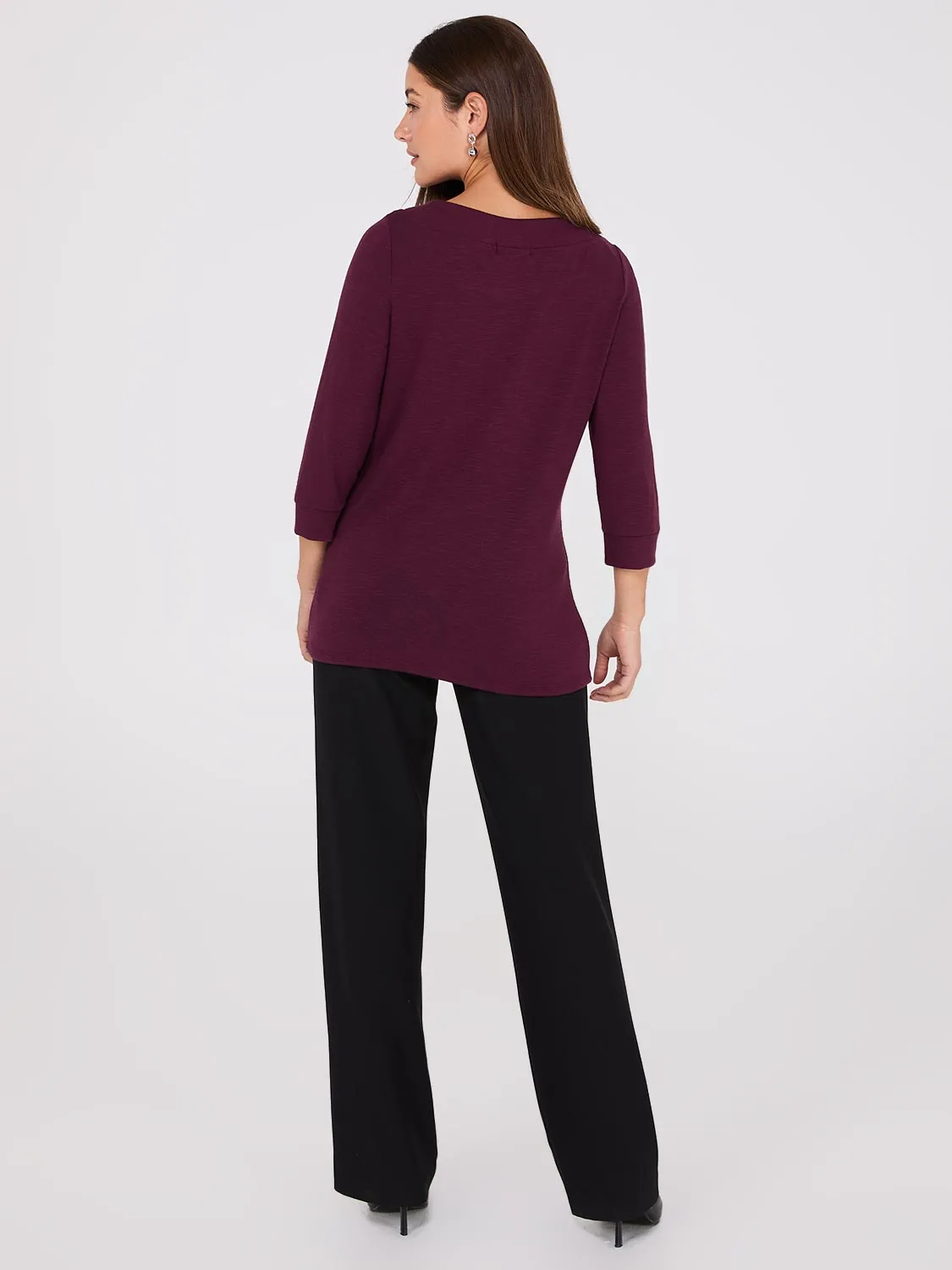 3/4 Sleeve Boat Neck Top