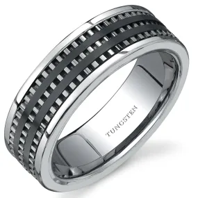 7 mm Mens Ceramic and Tungsten Combination Band Size 8