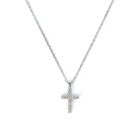 AFJ Diamond Collection - Diamond Cross Pendant Necklace, 14k White Gold