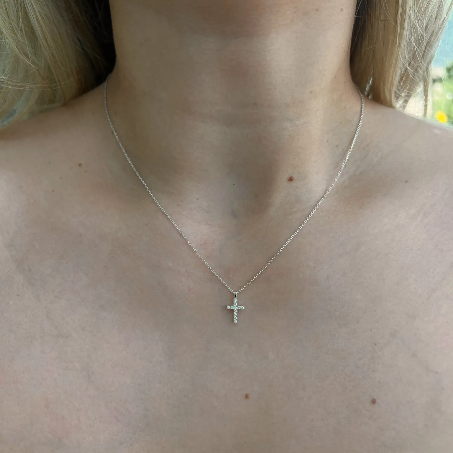 AFJ Diamond Collection - Diamond Cross Pendant Necklace, 14k White Gold