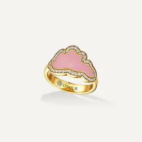 Allusia Love Pink Enamel 18K Gold Ring w. Diamonds