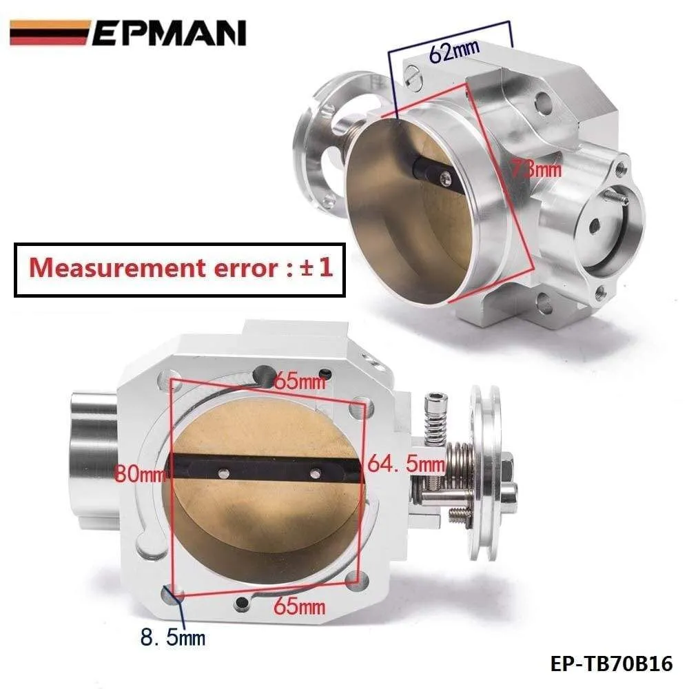 Aluminum Silver Intake Manifold 70mm Throttle Body For Honda B16 B18 D16 F22 B20 D/B/H/F EG EK H22 EP-TB70B16