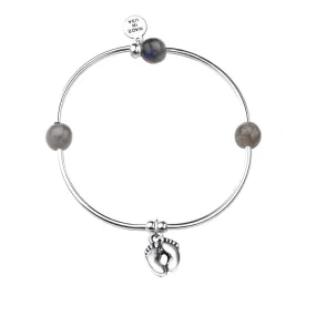 Baby Feet | Soft Bangle Charm Bracelet | Labradorite