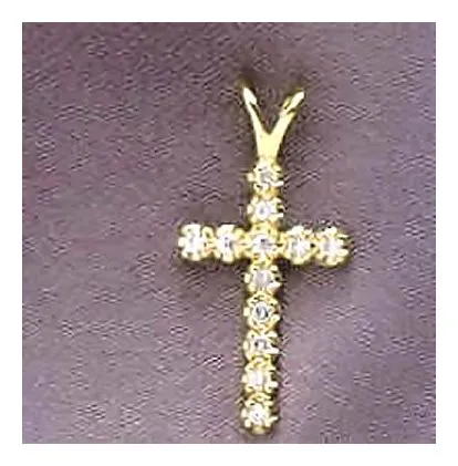 Bethlehem 14k Gold and Diamond Cross Pendant