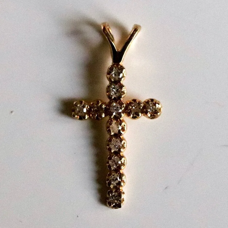 Bethlehem 14k Gold and Diamond Cross Pendant