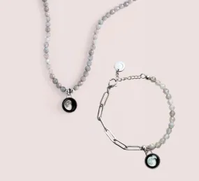 Bhavana Crystal Bracelet and Necklace in Grey Bundle