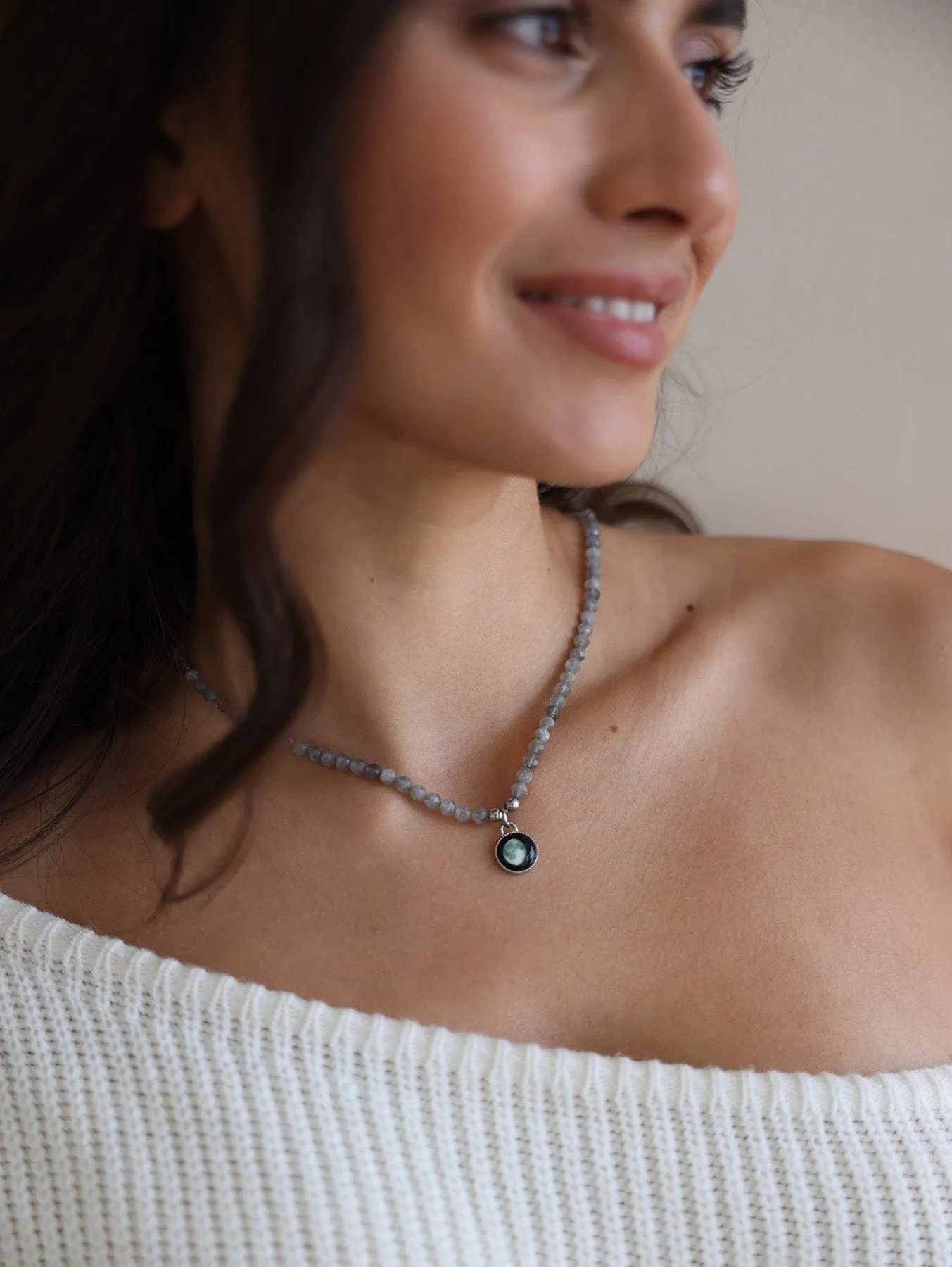 Bhavana Crystal Bracelet and Necklace in Grey Bundle