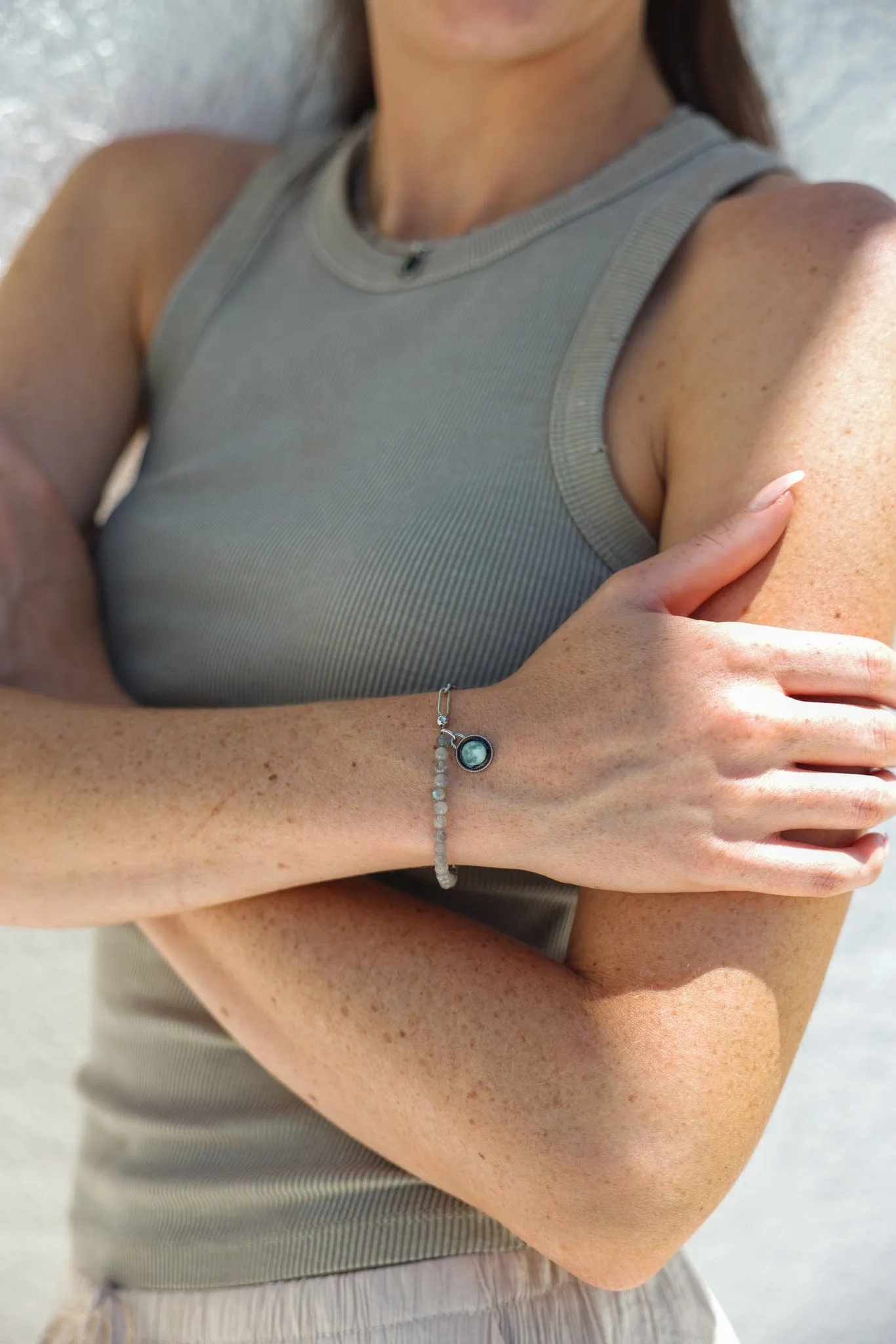 Bhavana Crystal Bracelet and Necklace in Grey Bundle