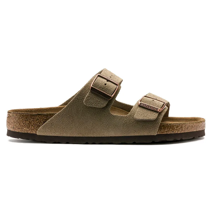 BIRKENSTOCK Women's Arizona Suede Soft Footbed (Taupe - Wide Fit)