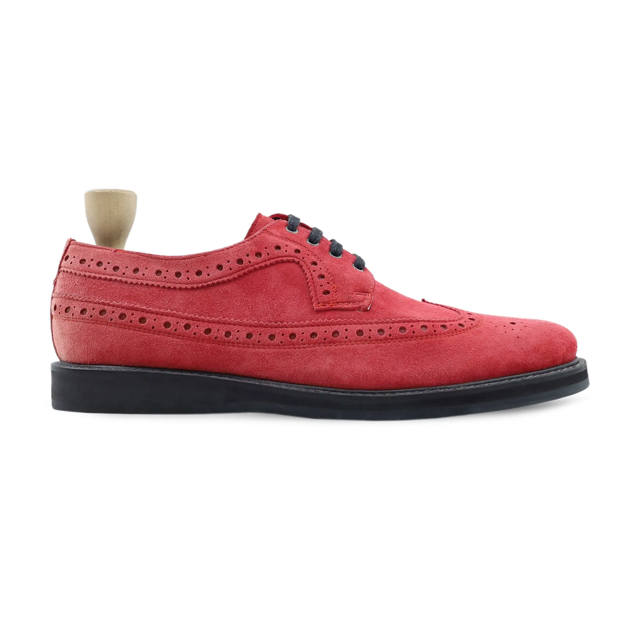 Bistok - Men's Red Kid Suede Derby Shoe