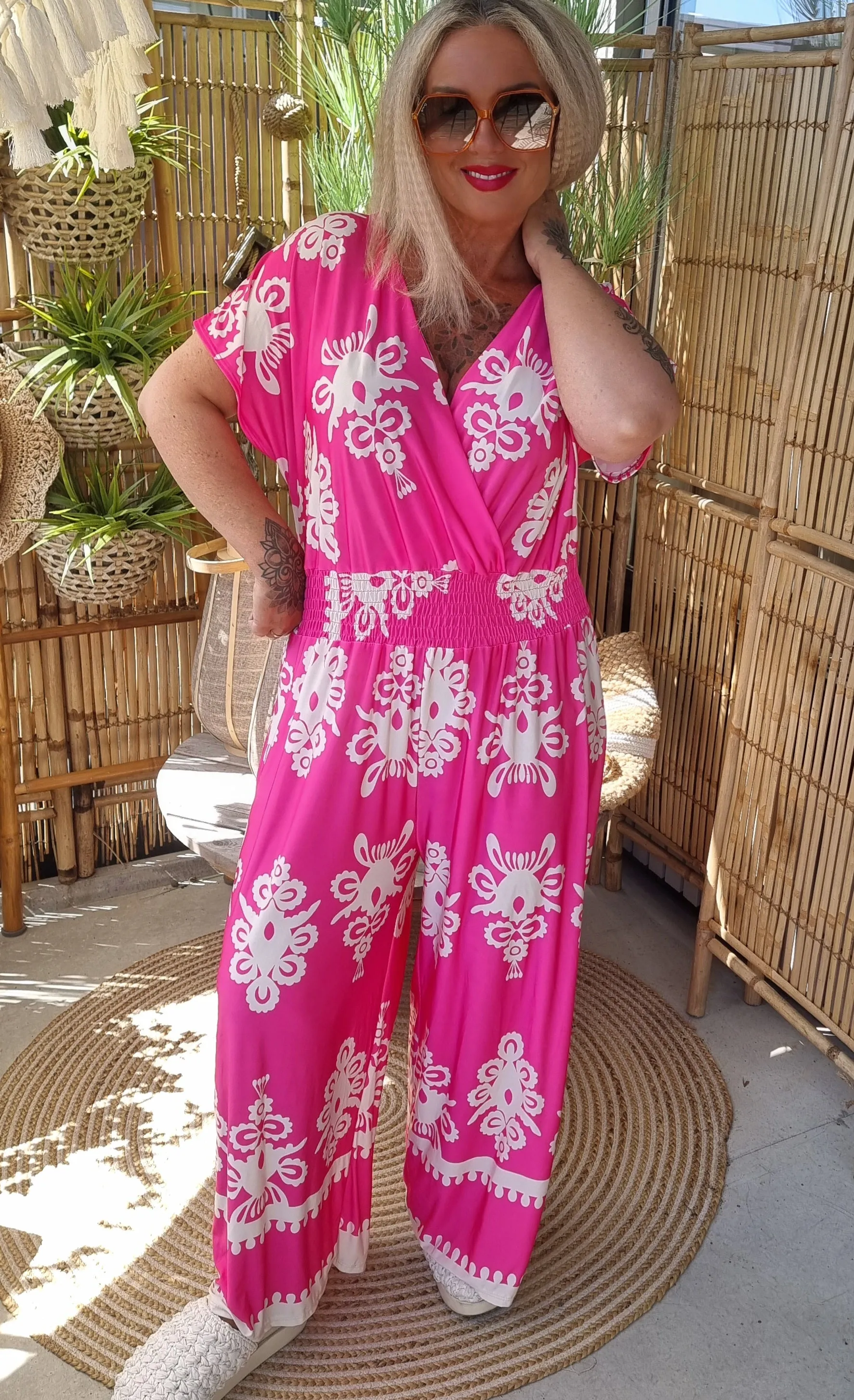 Cally Printed Jumpsuit Pink