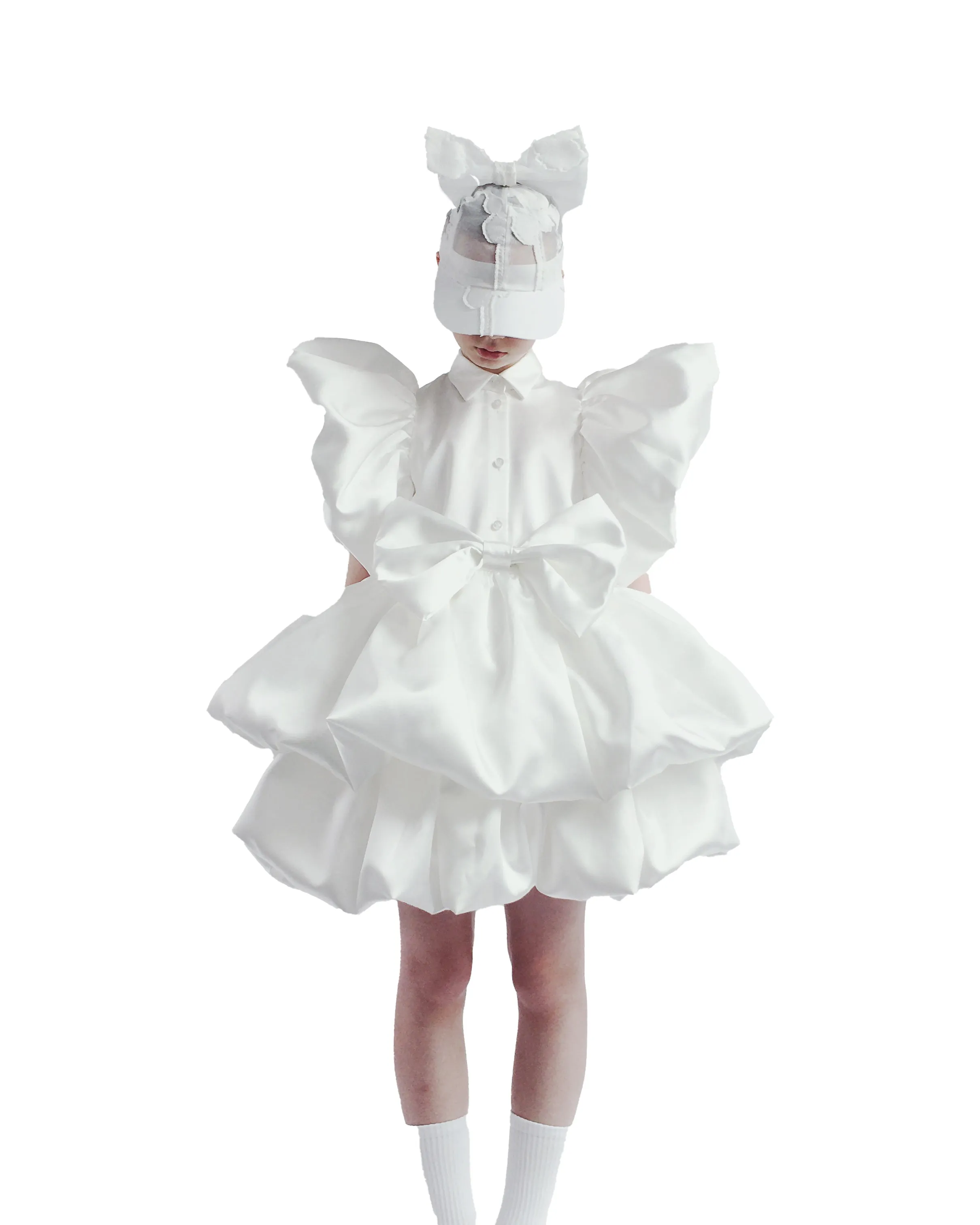 CAROLINE BOSMANS Bow Tafetta Dress in White