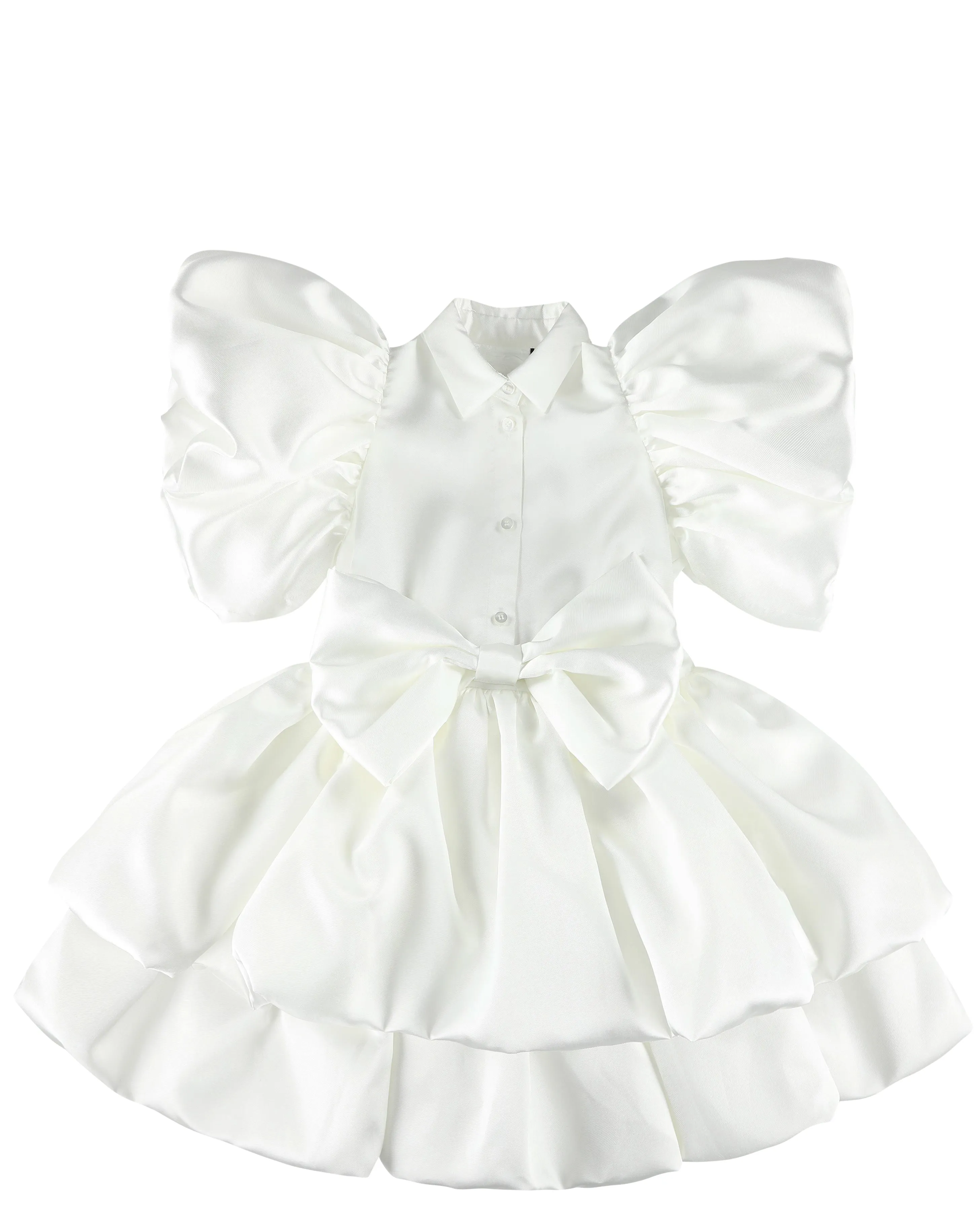 CAROLINE BOSMANS Bow Tafetta Dress in White