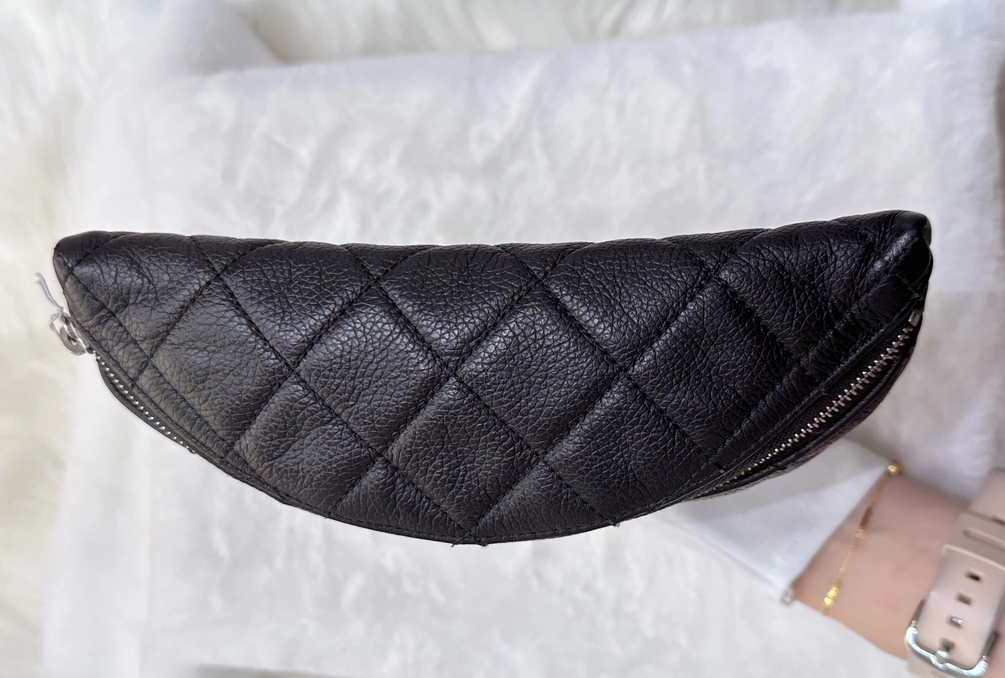 CHANEL Grained Calfskin Quilted Waist Belt Bag Black