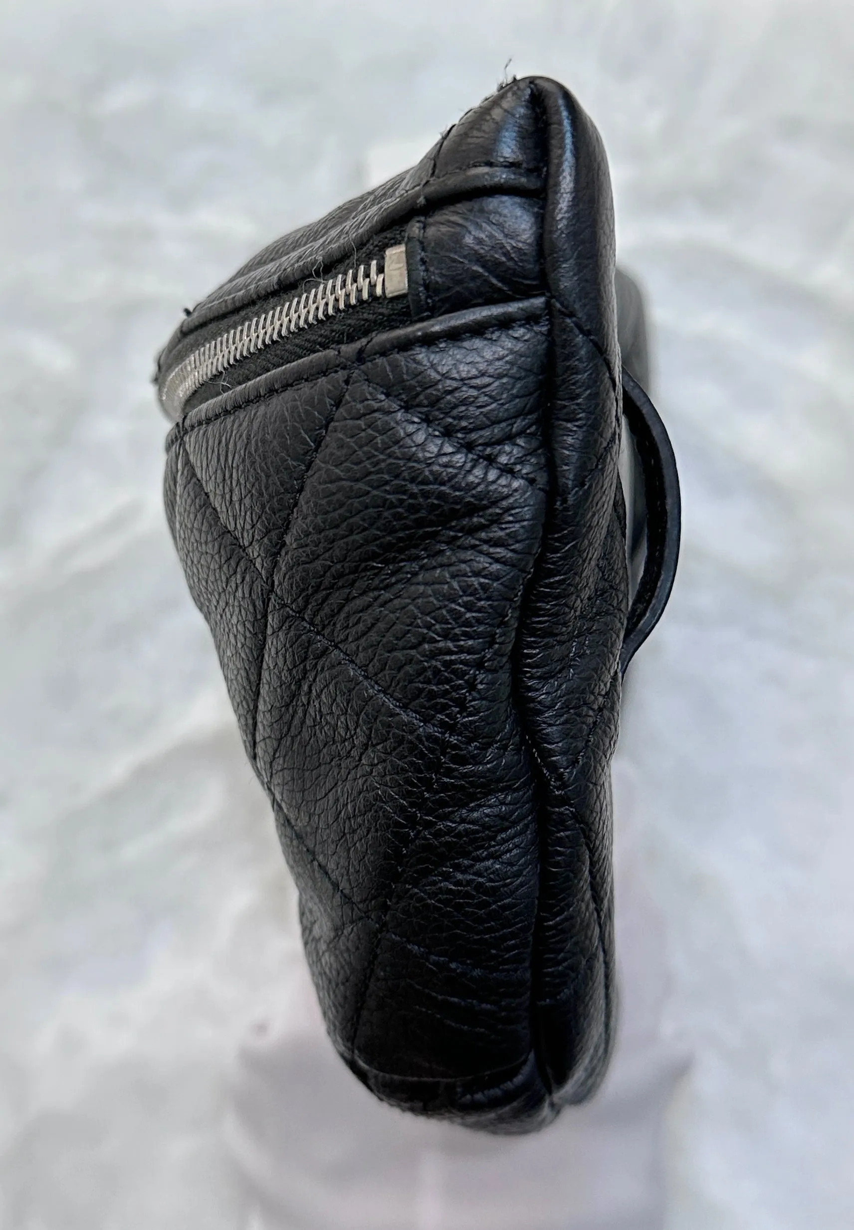 CHANEL Grained Calfskin Quilted Waist Belt Bag Black