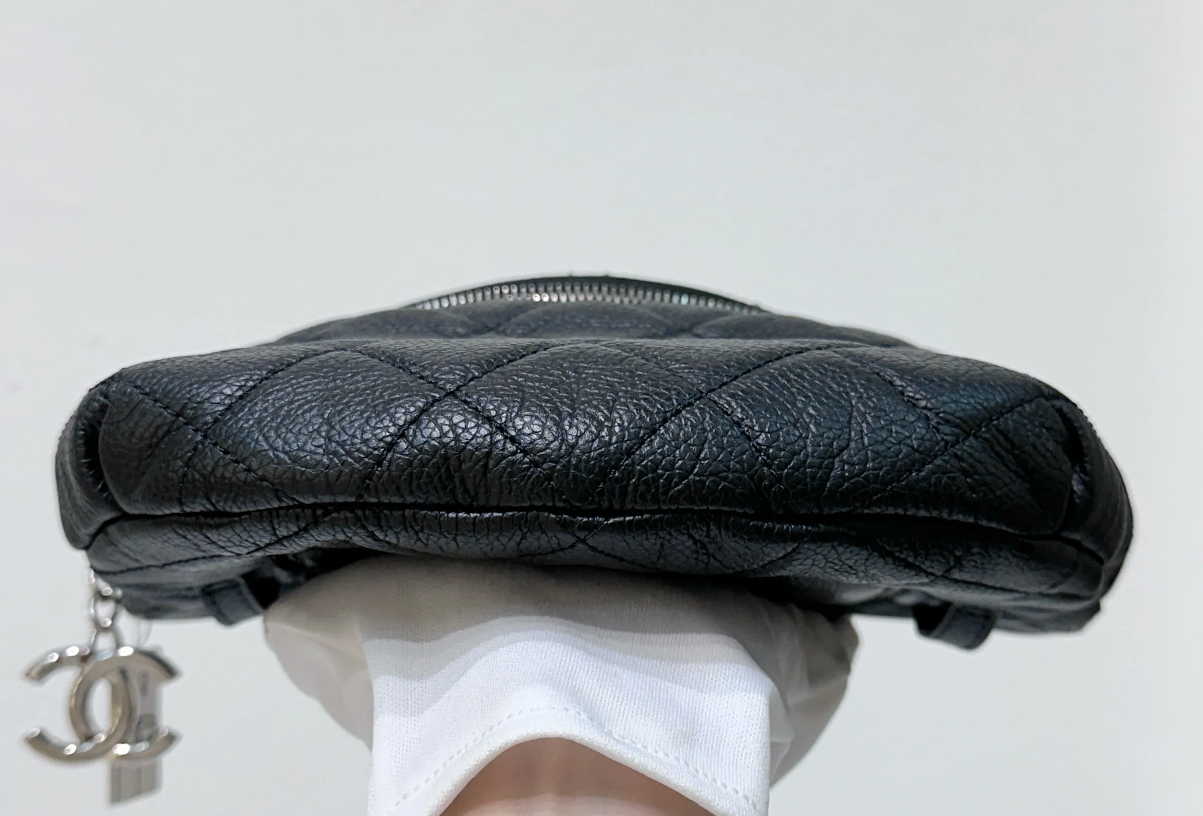 CHANEL Grained Calfskin Quilted Waist Belt Bag Black