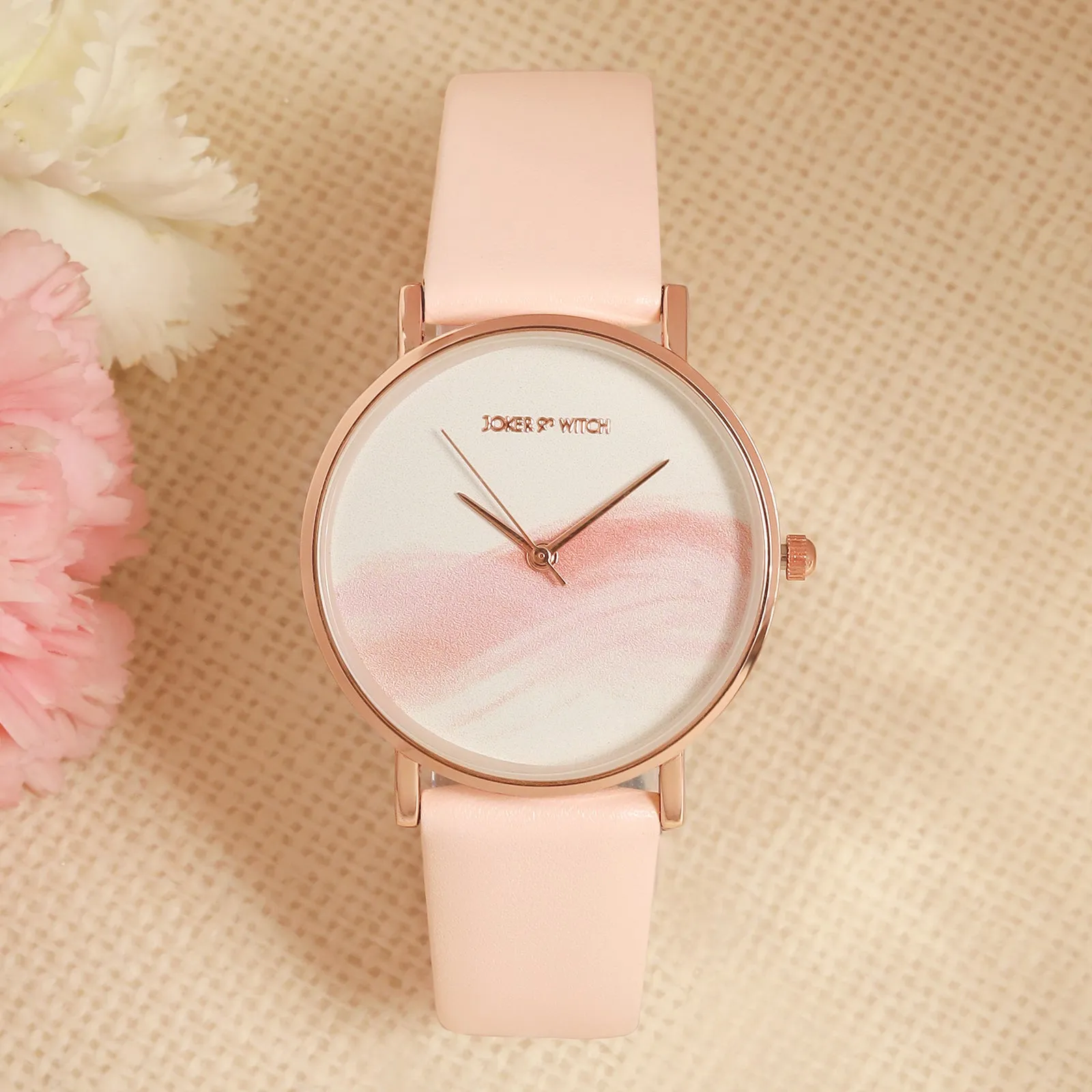 Charm Pink PU Strap Watch