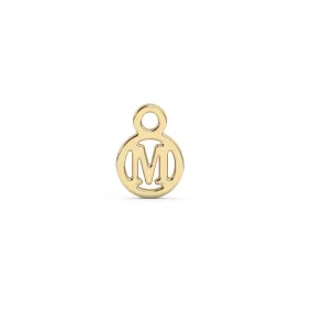 Circle Initial Charm - M | 10k Yellow Gold