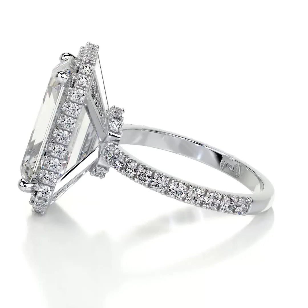 Claire Moissanite & Diamonds Ring   (8 Carat) -14K White Gold (RTS)