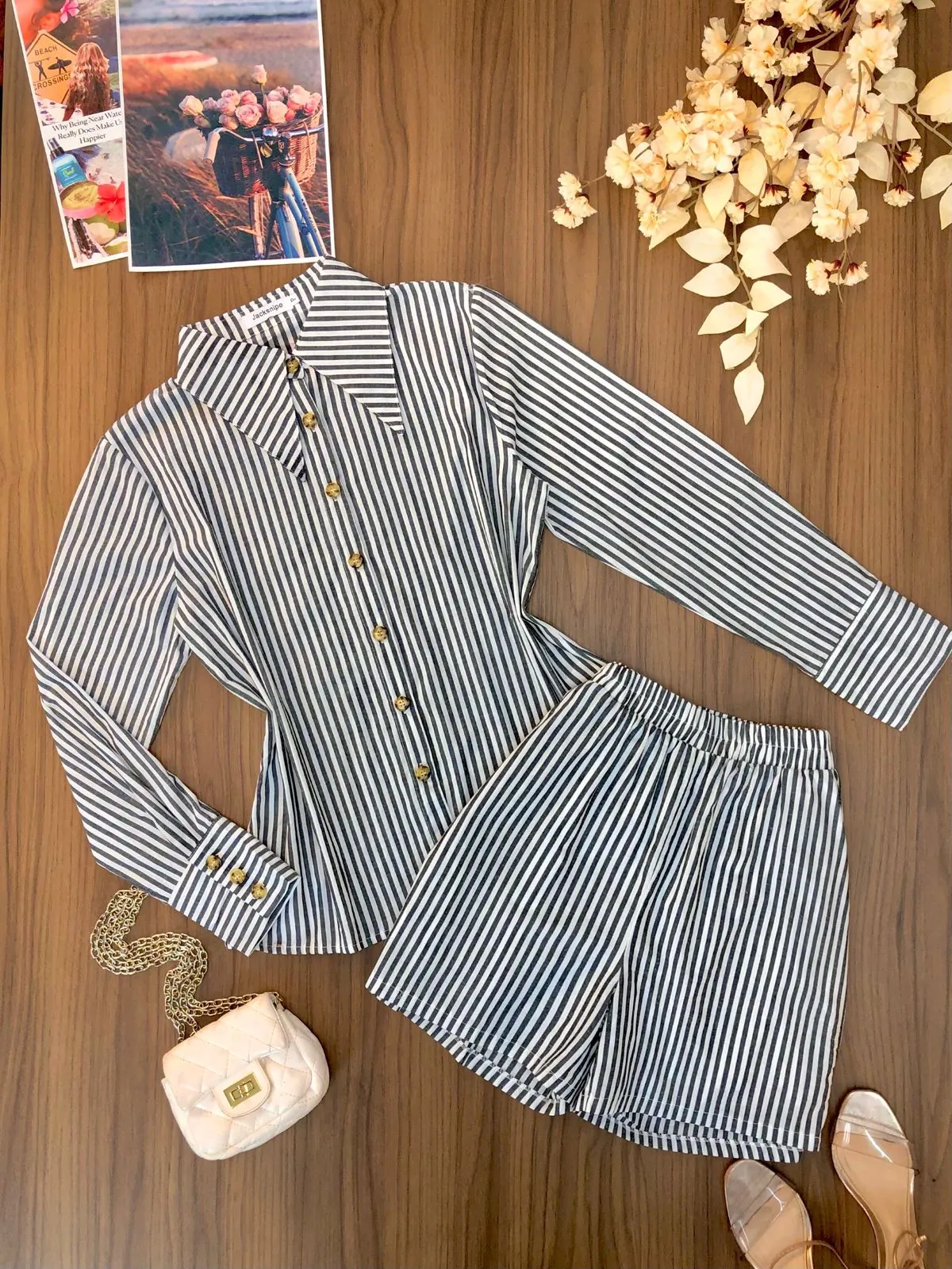 Conjunto Camisa e Short Listrado 0816 (5J)