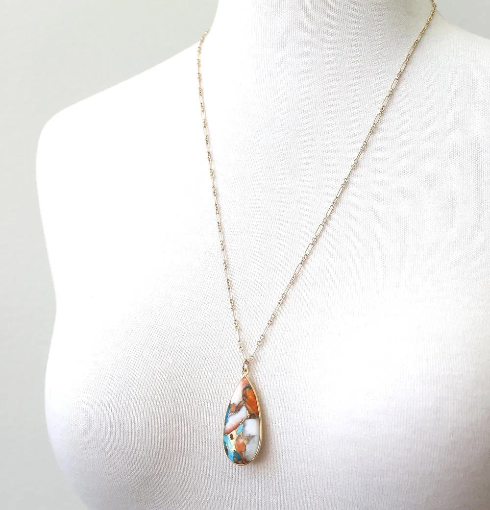 Copper Oyster Turquoise Pendant Necklace