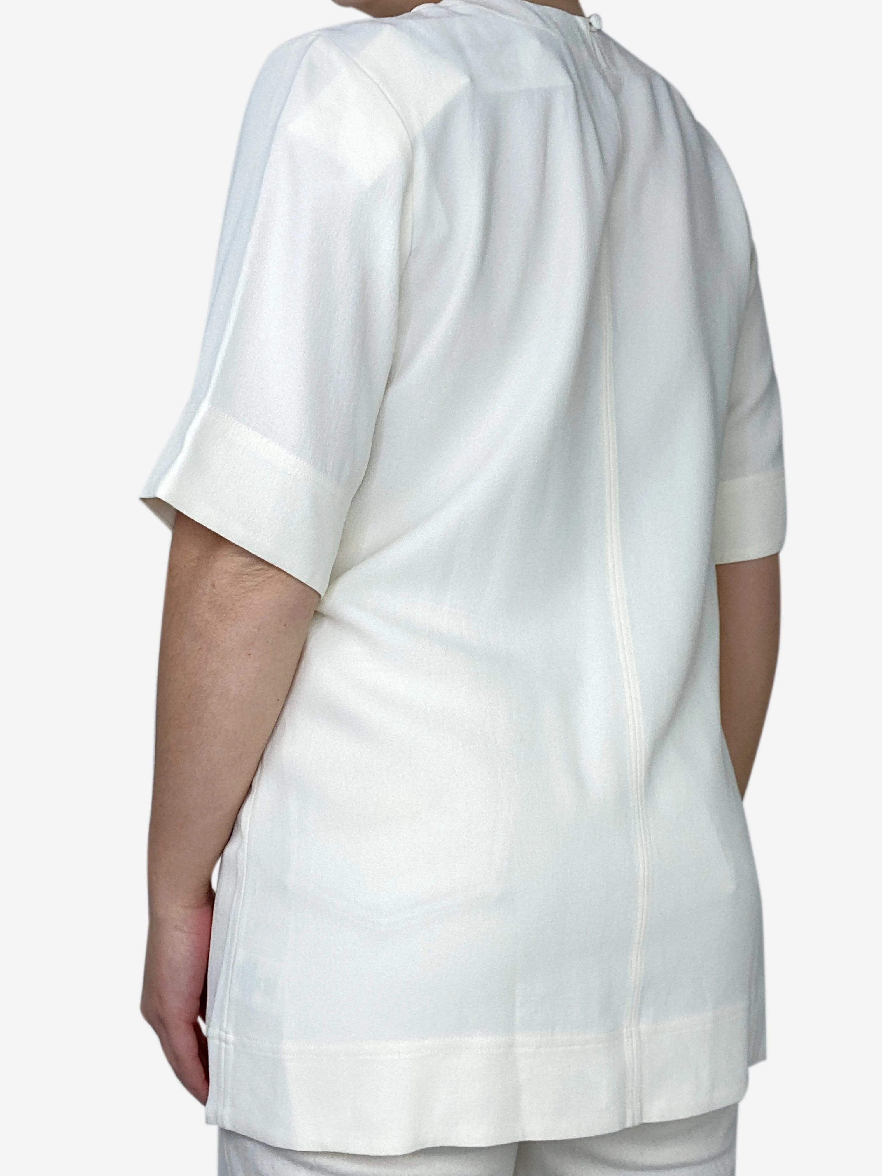 Cream crew neck short sleeved top - size P