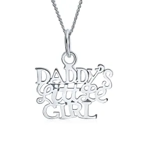 Daddys Little Girl Saying WORD Blue Opal Pendant Necklace Sterling Silver