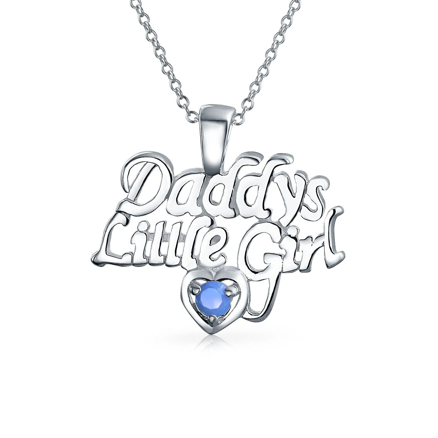 Daddys Little Girl Saying WORD Blue Opal Pendant Necklace Sterling Silver