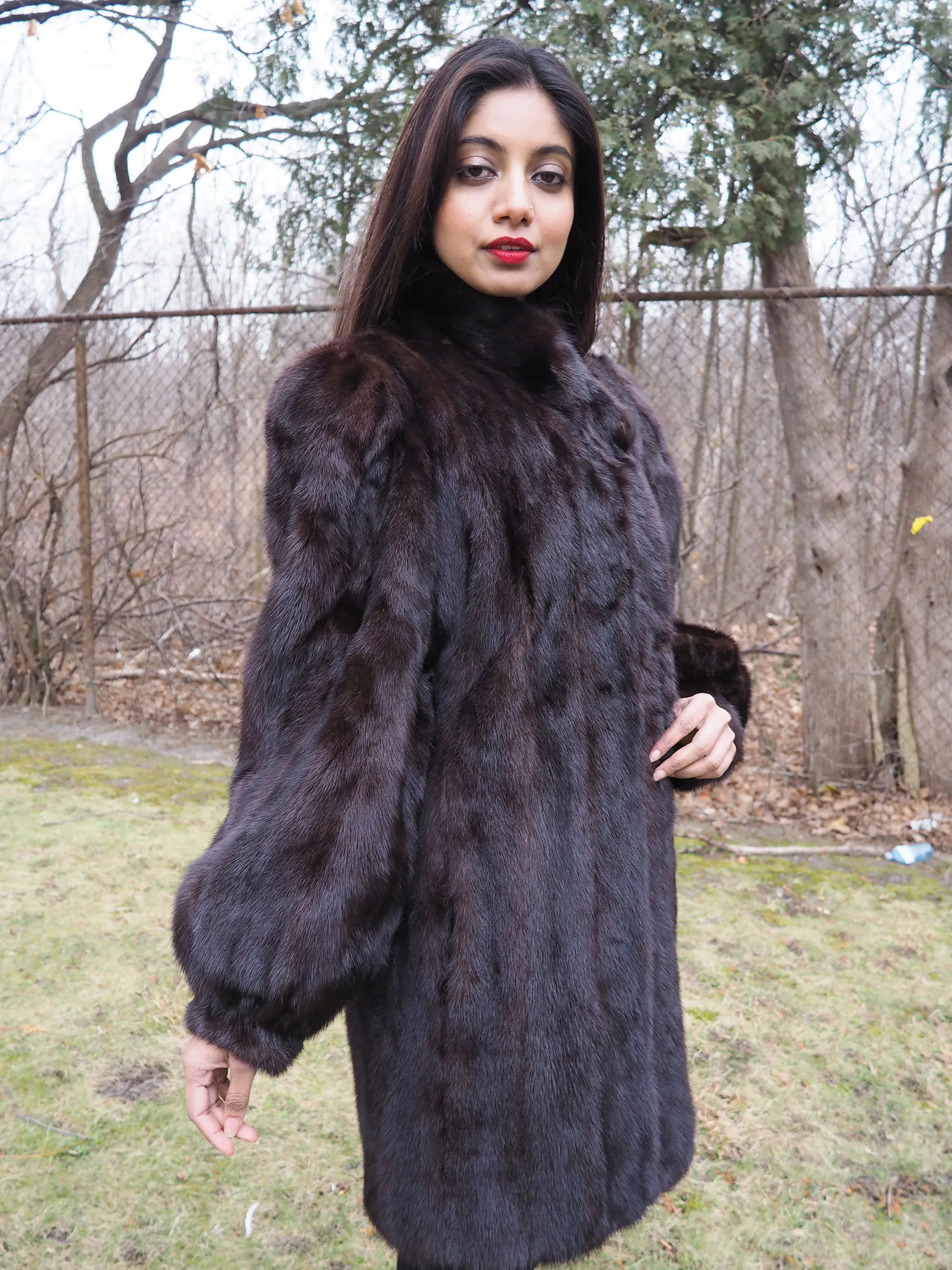 Dark Ranch Female Black Mink Fur Jacket Coat M