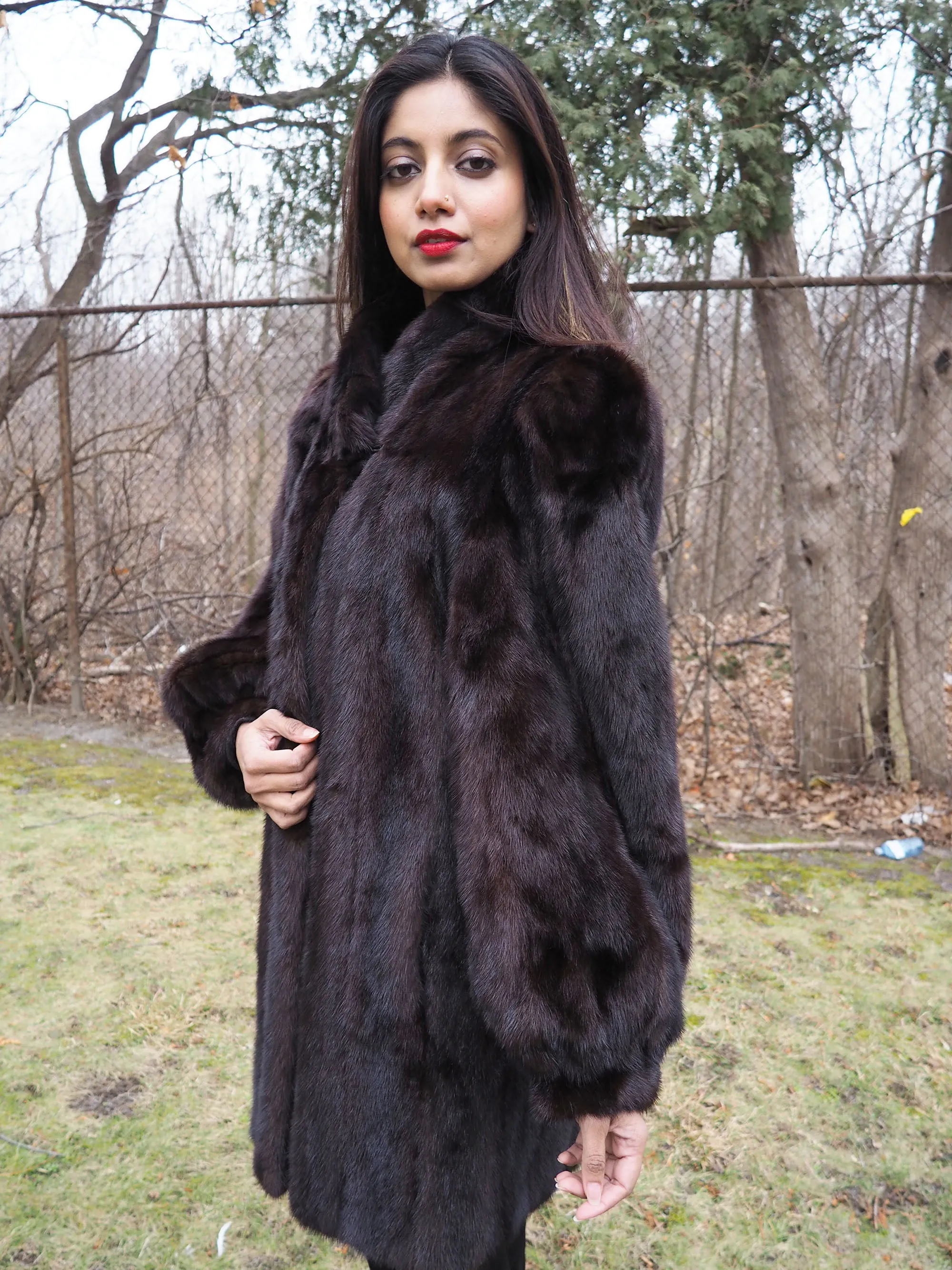 Dark Ranch Female Black Mink Fur Jacket Coat M