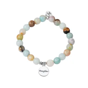 Daughter | Stone Beaded Charm Bracelet | Amazonite