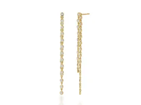 Diamond Bezel Link Front and Back earrings