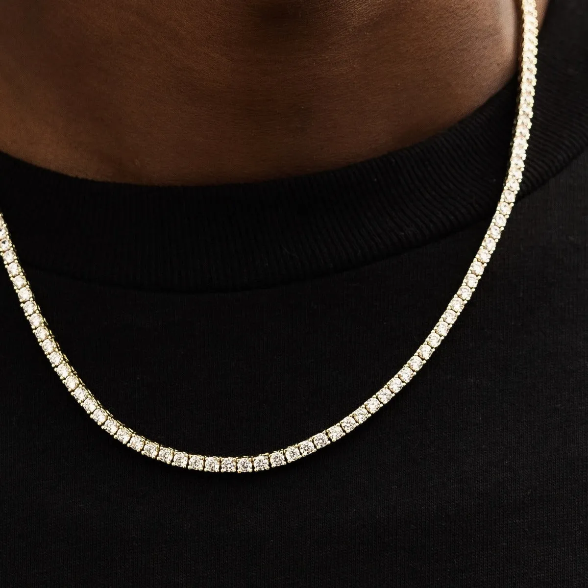 Diamond Tennis Necklace in Yellow Gold- 3mm