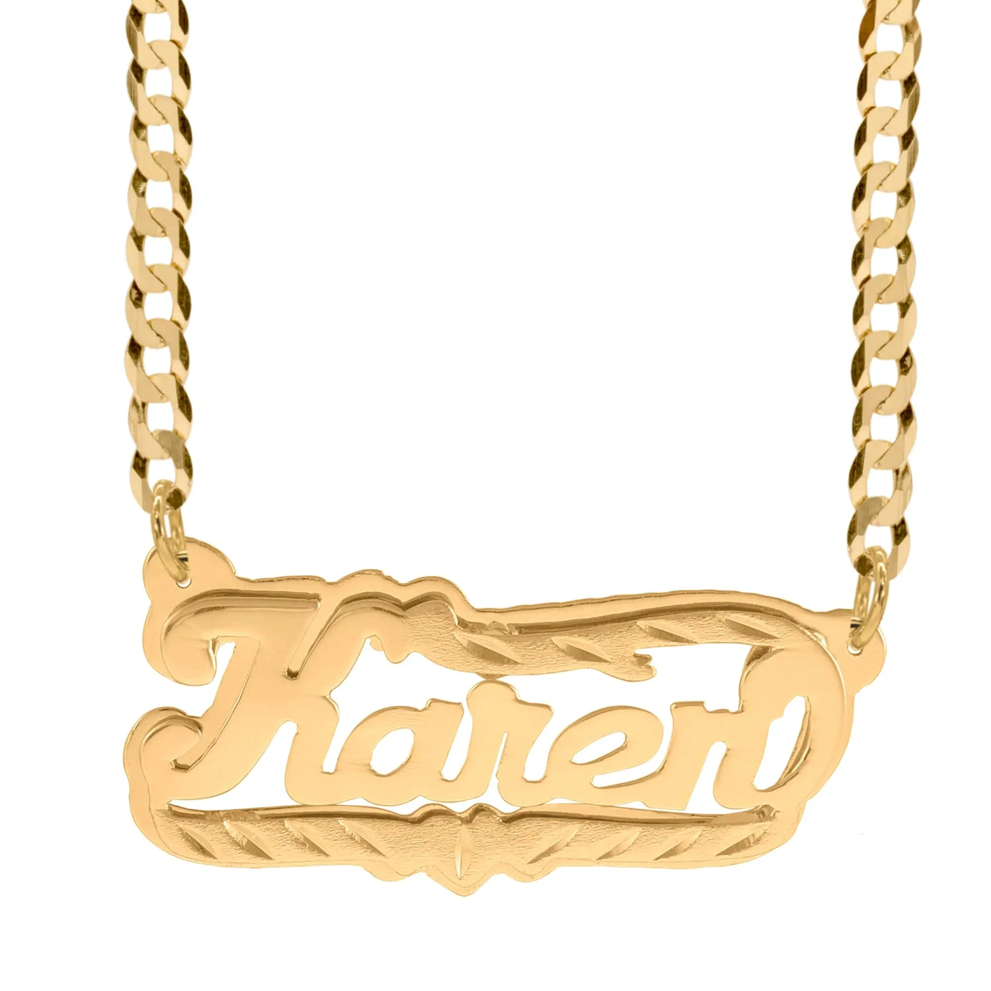 Double-plated Script Name Necklace with Diamond Cut Finish